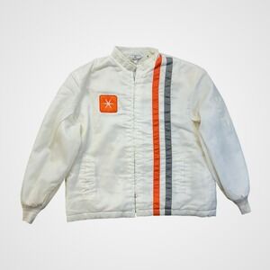 Great Lakes Sportswear Bomber Jacket Mens‎ L/XL White Vintage USA Fleece Lined